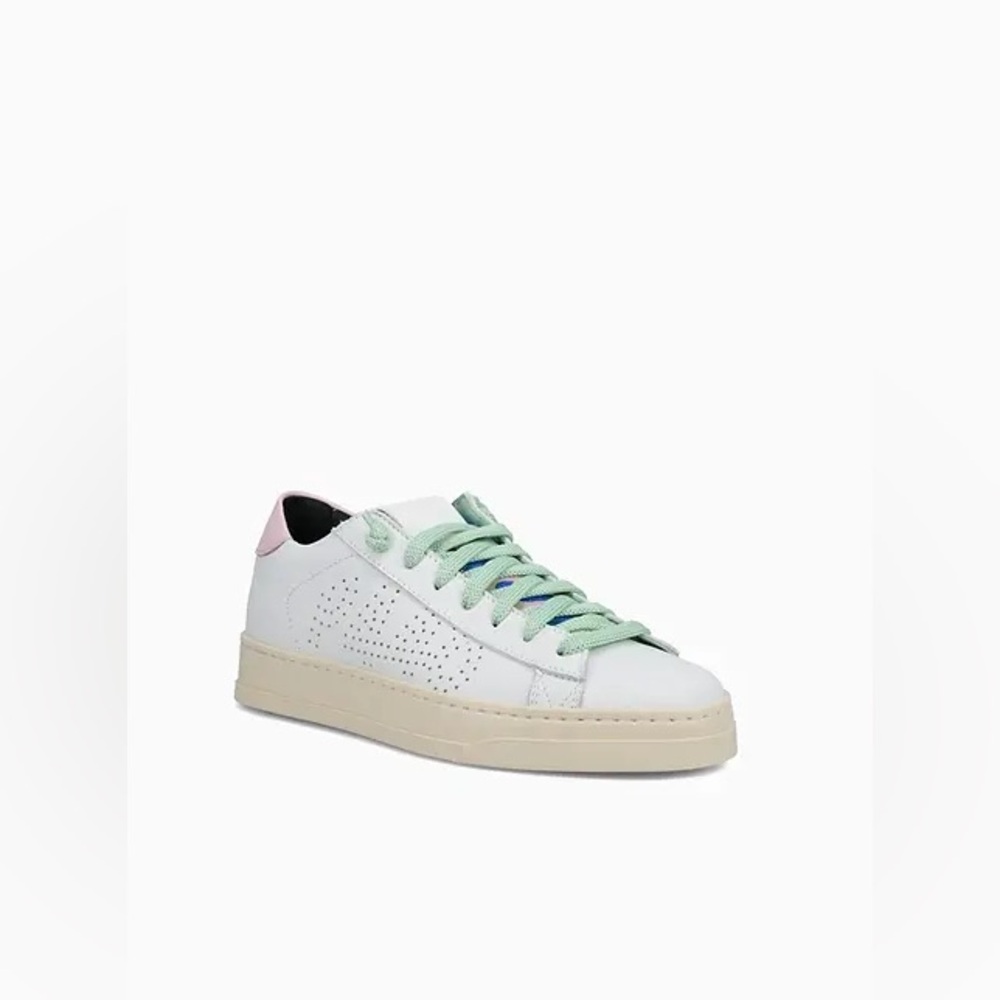 P448 White Sneakers with Mint and Pink Accents